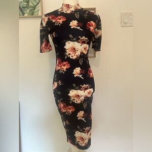 Floral Print Mock Neck Bodycon Dress | Shein